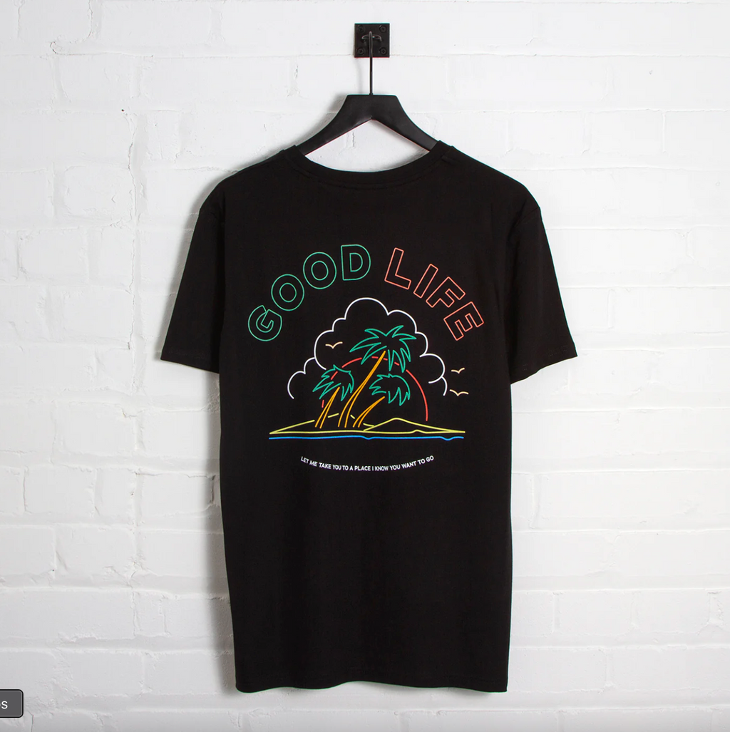 Neon Good Life Back Print - Tshirt - Black