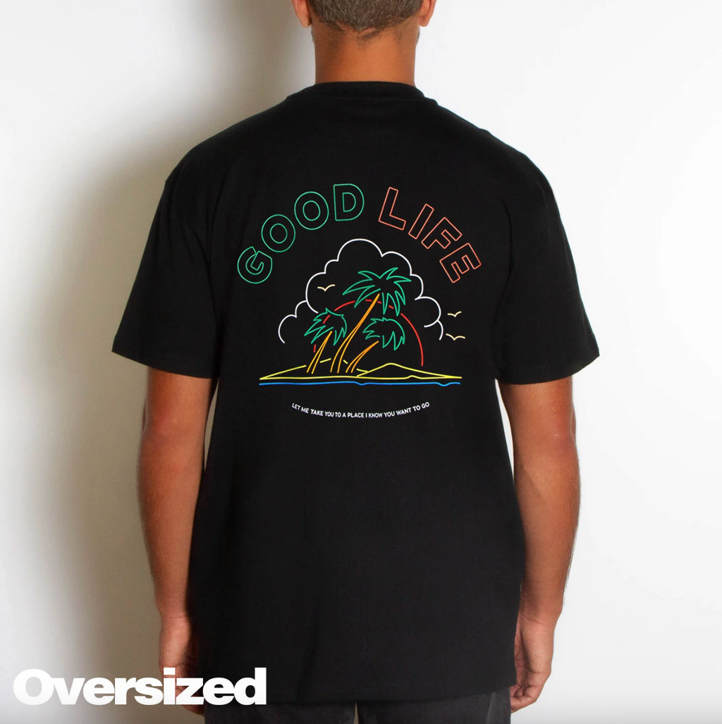 Neon Good Life Back Print - Tshirt - Black