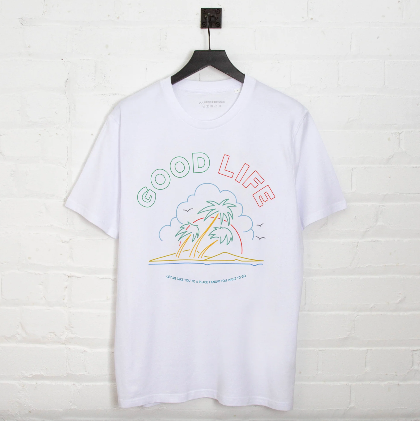 Neon Good Life Front Print - Tshirt - White