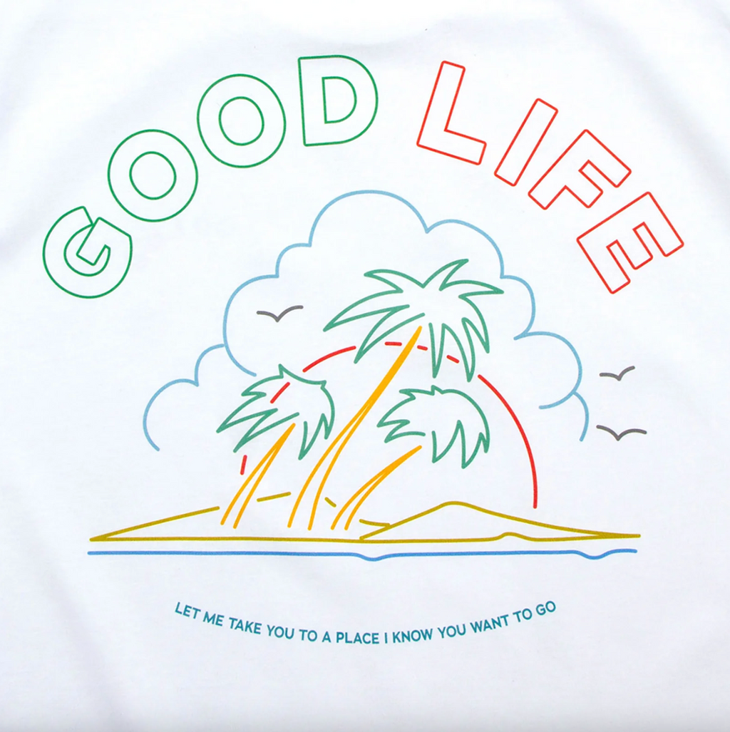 Neon Good Life Front Print - Tshirt - White