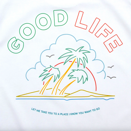Neon Good Life Front Print - Tshirt - White