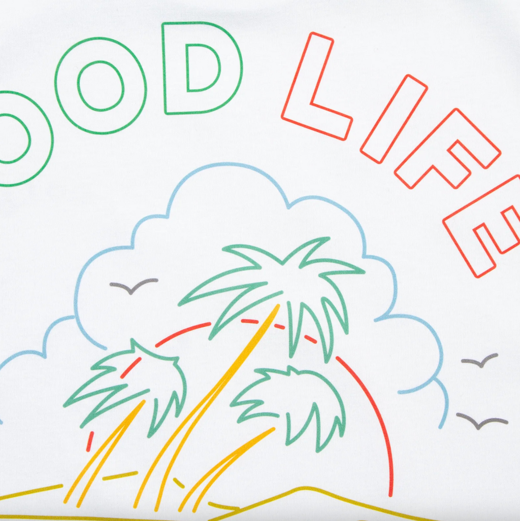 Neon Good Life Front Print - Tshirt - White