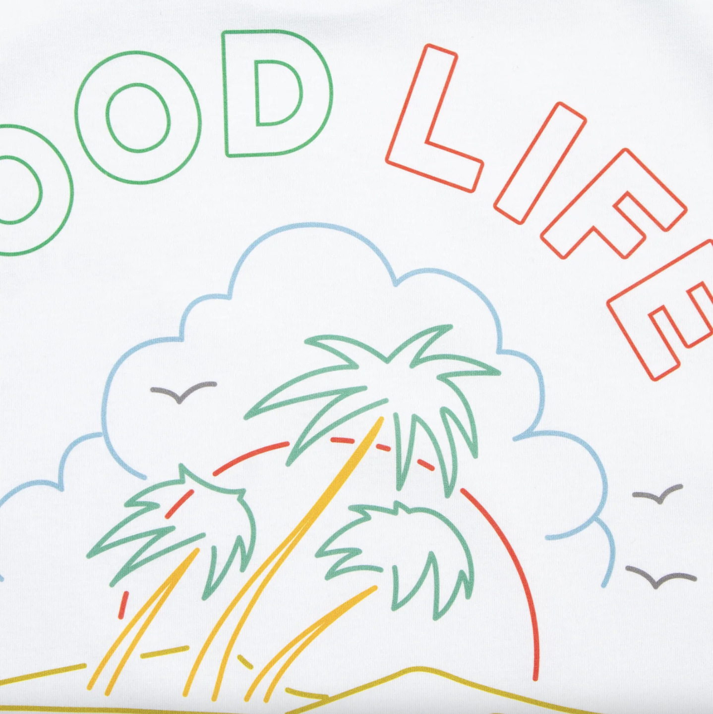 Neon Good Life Front Print - Tshirt - White